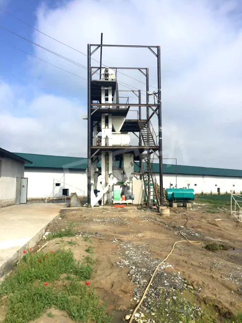 Tower type cattle feed pellet machine plant, 3-5 ton per hour livestock feed production line outdoor installation